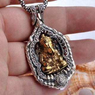 Handmade Silver Garnesa Fortune Buddha Pendant  Handmade Silver Garnesa Fortune Buddha Pendant